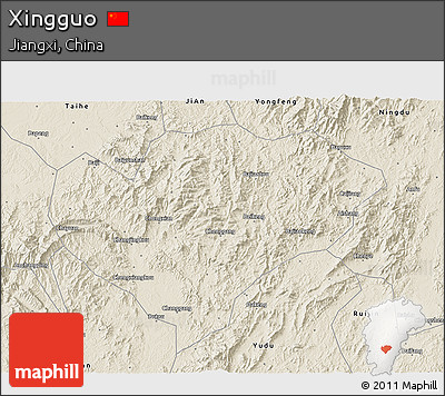 Shaded Relief 3D Map of Xingguo
