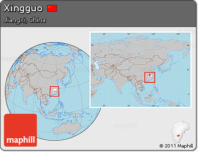 Gray Location Map of Xingguo, highlighted parent region, within the entire country