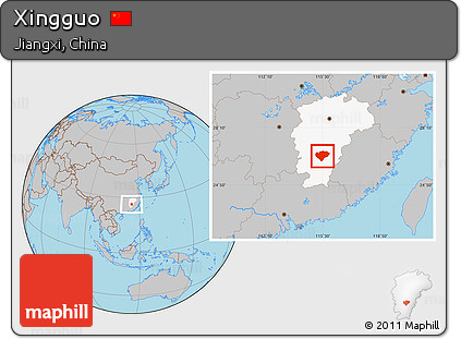 Gray Location Map of Xingguo, highlighted parent region