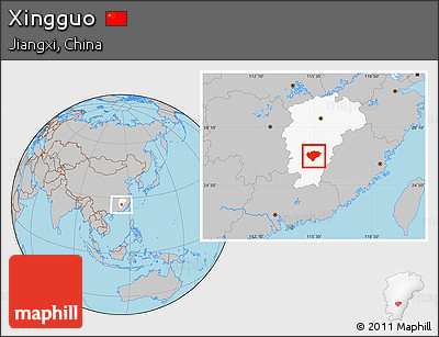 Gray Location Map of Xingguo, highlighted parent region