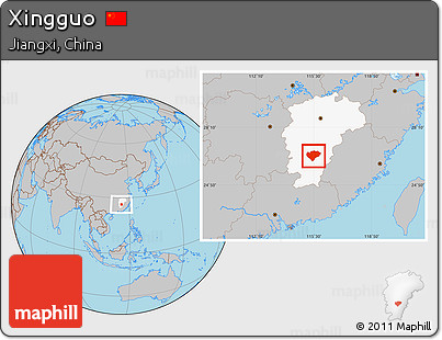 Gray Location Map of Xingguo, highlighted parent region