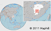 Gray Location Map of Xingguo, highlighted parent region, hill shading