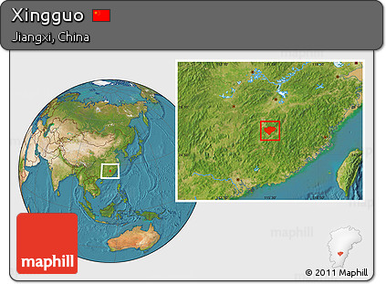 Satellite Location Map of Xingguo