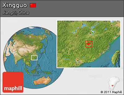 Satellite Location Map of Xingguo