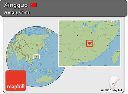 Savanna Style Location Map of Xingguo