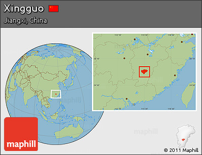 Savanna Style Location Map of Xingguo