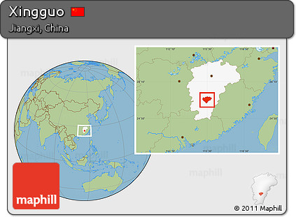 Savanna Style Location Map of Xingguo, highlighted parent region