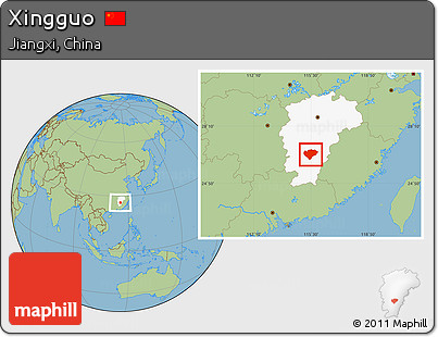 Savanna Style Location Map of Xingguo, highlighted parent region