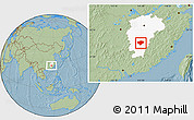 Savanna Style Location Map of Xingguo, highlighted parent region, hill shading
