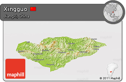 Physical Panoramic Map of Xingguo, cropped outside