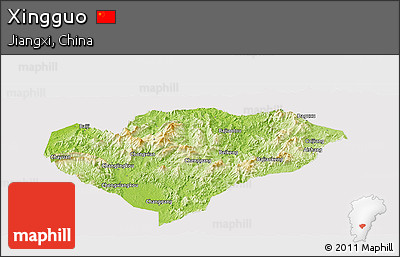 Physical Panoramic Map of Xingguo, cropped outside