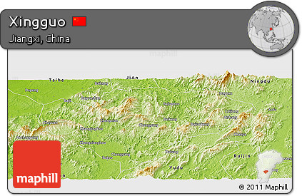 Physical Panoramic Map of Xingguo