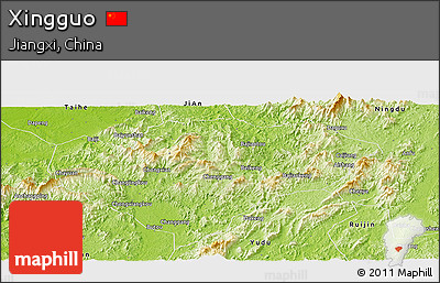 Physical Panoramic Map of Xingguo