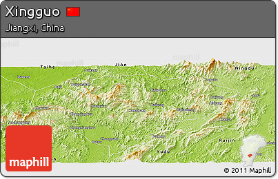 Physical Panoramic Map of Xingguo