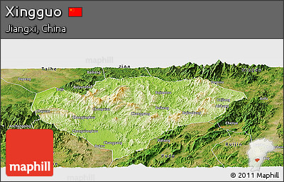Physical Panoramic Map of Xingguo, satellite outside