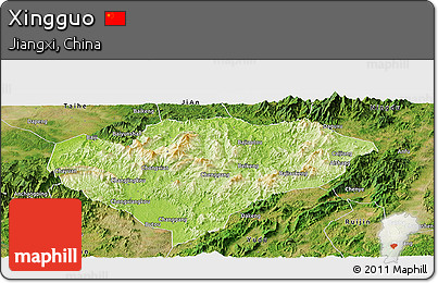 Physical Panoramic Map of Xingguo, satellite outside