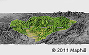 Satellite Panoramic Map of Xingguo, desaturated
