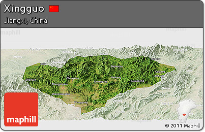 Satellite Panoramic Map of Xingguo, lighten