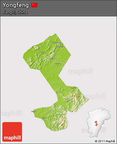 Physical 3D Map of Yongfeng, cropped outside