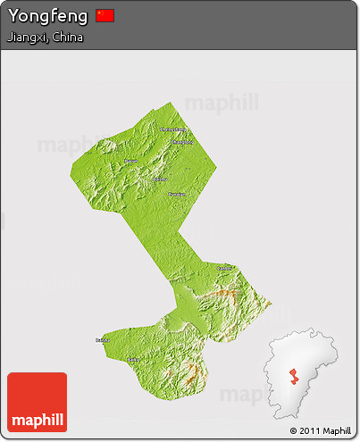 Physical 3D Map of Yongfeng, cropped outside