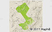 Physical 3D Map of Yongfeng, shaded relief outside