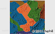 Political 3D Map of Yongfeng, darken