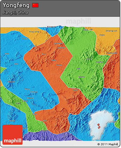 Political 3D Map of Yongfeng