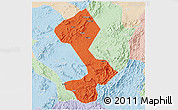 Political 3D Map of Yongfeng, lighten