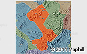 Political 3D Map of Yongfeng, semi-desaturated