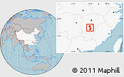 Gray Location Map of Yongfeng, highlighted country, hill shading
