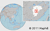 Gray Location Map of Yongfeng, highlighted parent region, hill shading
