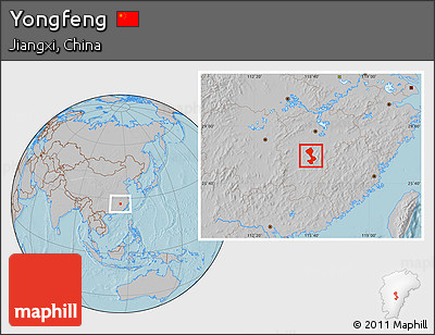 Gray Location Map of Yongfeng, hill shading