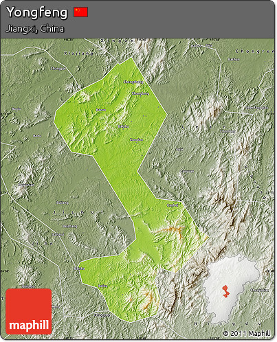 Physical Map of Yongfeng, semi-desaturated