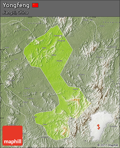 Physical Map of Yongfeng, semi-desaturated