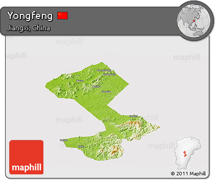 Physical Panoramic Map of Yongfeng, cropped outside