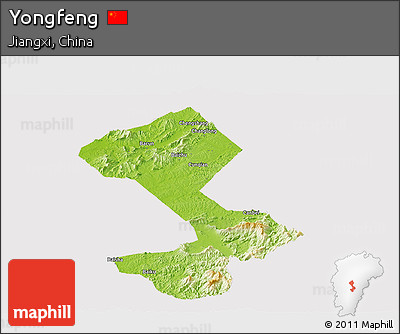 Physical Panoramic Map of Yongfeng, cropped outside