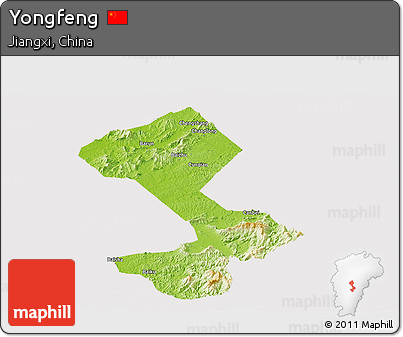 Physical Panoramic Map of Yongfeng, cropped outside