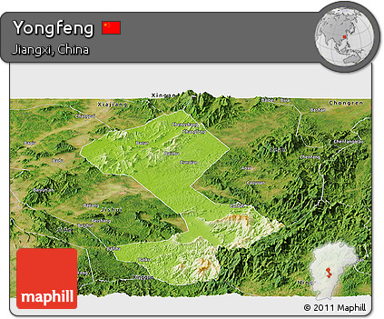Physical Panoramic Map of Yongfeng, satellite outside