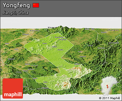 Physical Panoramic Map of Yongfeng, satellite outside