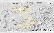 Shaded Relief Panoramic Map of Yongfeng, desaturated