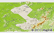 Shaded Relief Panoramic Map of Yongfeng, physical outside