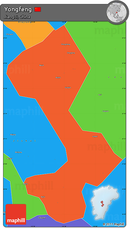 Political Simple Map of Yongfeng