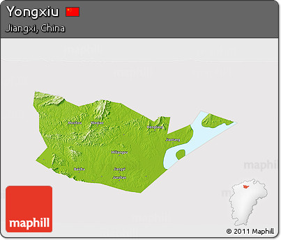 Physical 3D Map of Yongxiu, cropped outside