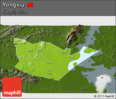 Physical 3D Map of Yongxiu, darken