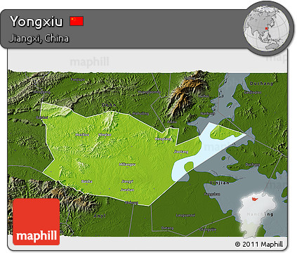 Physical 3D Map of Yongxiu, darken