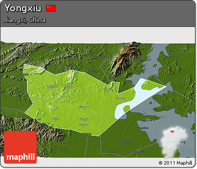 Physical 3D Map of Yongxiu, darken