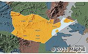 Political 3D Map of Yongxiu, darken, semi-desaturated