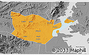 Political 3D Map of Yongxiu, desaturated