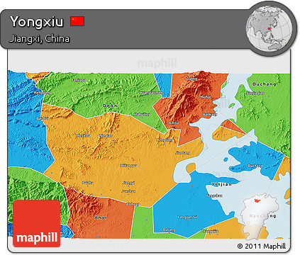 Political 3D Map of Yongxiu