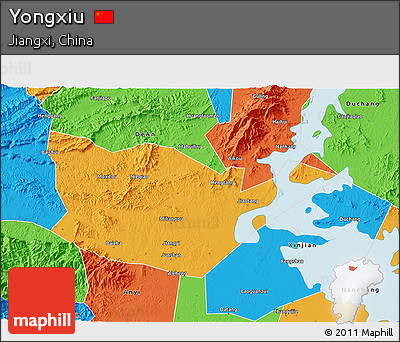 Political 3D Map of Yongxiu